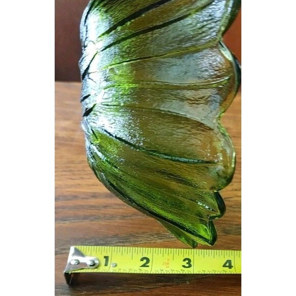 Vintage Indiana Avocado Green Glass Sunflower Shaped Candy Dish Scalloped Edges - Picture 8 of 9